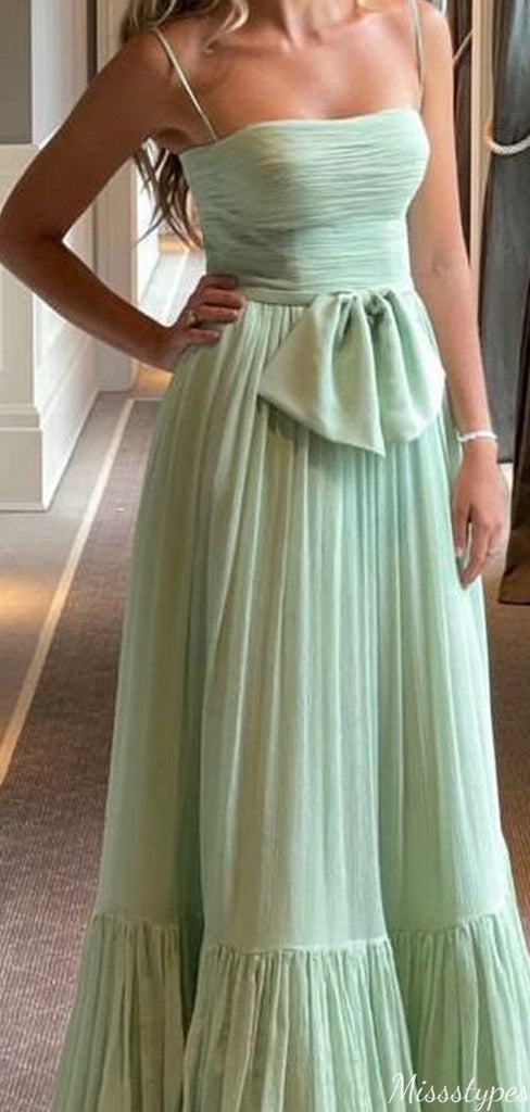 Casual Spaghetii Strap A-line Long Prom Dress Ideas, Evening Party Dresses,ZX1219