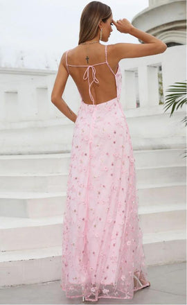 Cozy Pink V-Neck Appliqued Sweetheart Floor-Length Fashion Prom Dresses,ZX170