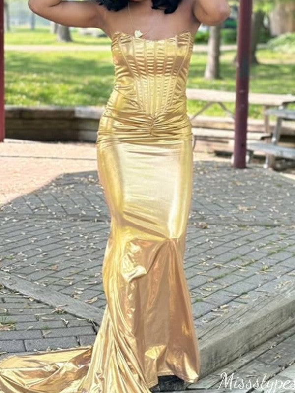 Sexy Strapless Mermaid Long Prom Dress Ideas, Evening Party Dresses,ZX1222