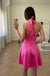 Beading Halter Rose Red Strapless Vintage Mini Women Homecoming Dresses,HM104