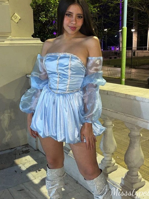 Elegant Strapless A-line Short Mini Homecoming Dress,HM623