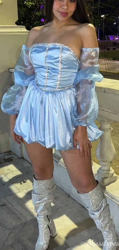 Elegant Strapless A-line Short Mini Homecoming Dress,HM623