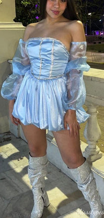 Elegant Strapless A-line Short Mini Homecoming Dress,HM623