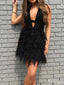 Sexy Halter V-neck A-line Short Mini Homecoming Dress,HM629
