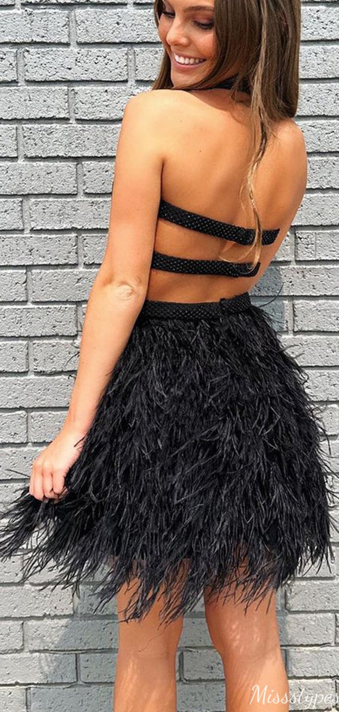 Sexy Halter V-neck A-line Short Mini Homecoming Dress,HM629