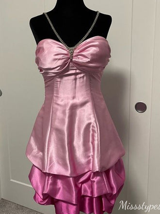 Gorgeous Strapless V-neck A-line Short Mini Homecoming Dress,HM630