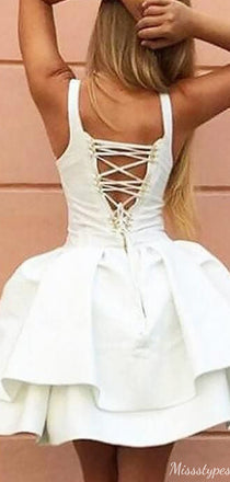 Elegant Spaghetii Strap A-line Short Mini Homecoming Dress,HM635