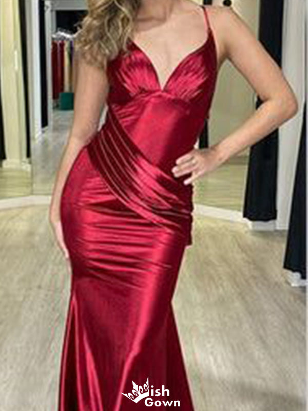 Sexy Spaghetii Strap Mermaid Long Prom Dress Ideas, Evening Party Dresses,ZX1236
