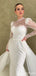 Women White High-Neck Full-Sleeve Beading Mermaid With Tail Wedding Dresses HS06