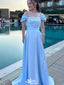Elegant Off-shoulder A-line Long Prom Dress Ideas, Evening Party Dresses,ZX1237