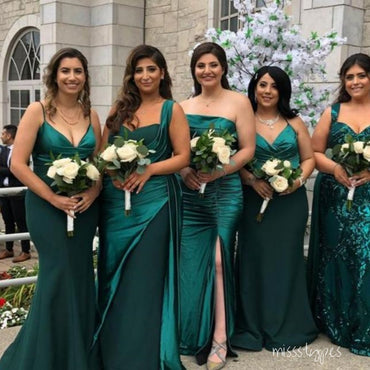 Mismatched Green Sexy Mermaid Floor-Length Bridesmaid Dresses Online, BL53