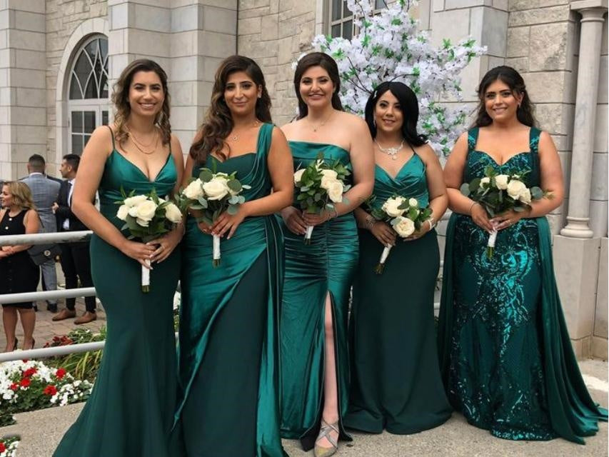 Mismatched Green Sexy Mermaid Floor-Length Bridesmaid Dresses Online, BL53