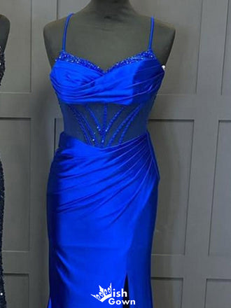 Sexy Spaghetii Strap Mermaid Long Prom Dress Ideas, Evening Party Dresses,ZX1238