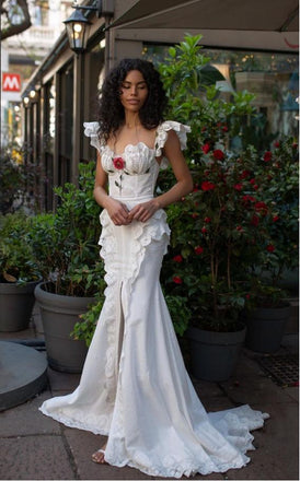 Square Lady Bodycon White Spaghetti Strap Ruffle Graded Long Prom Evening Dress,ZX265