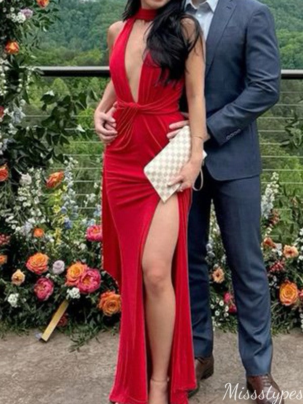Sexy Deep V-neck Mermaid Long Prom Dress Ideas, Evening Party Dresses,ZX1252