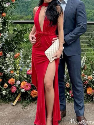 Sexy Deep V-neck Mermaid Long Prom Dress Ideas, Evening Party Dresses,ZX1252