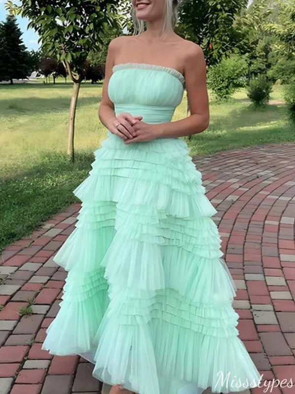Gorgeous Strapless A-line Long Prom Dress Ideas, Evening Party Dresses,ZX589
