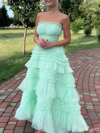 Gorgeous Strapless A-line Long Prom Dress Ideas, Evening Party Dresses,ZX589