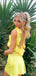 Pretty Yellow Ruffle Backless Mini Party Homecoming Dresses,HM293