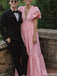 Casual V-neck Short Sleeves A-line Long Prom Dress Ideas, Evening Party Dresses,ZX1247