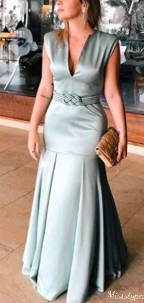 Elegant V-neck Mermaid Long Prom Dress Ideas, Evening Party Dresses,ZX1246