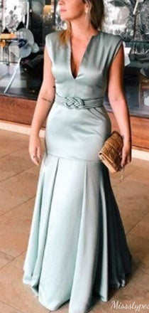 Elegant V-neck Mermaid Long Prom Dress Ideas, Evening Party Dresses,ZX1246