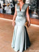 Elegant V-neck Mermaid Long Prom Dress Ideas, Evening Party Dresses,ZX1246