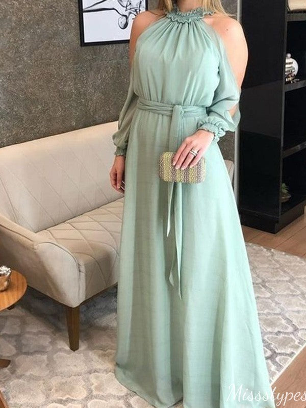 Casual Halter A-line Long Prom Dress Ideas, Evening Party Dresses,ZX1245