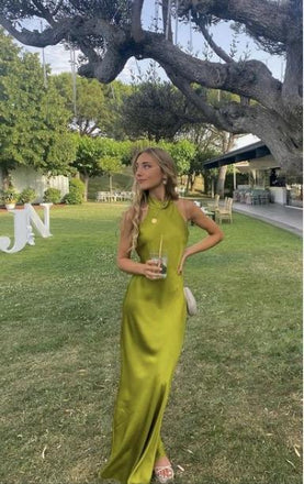 Sexy Grass Green Halter Sleeveless Mermaid Long Prom Evening Dress,ZX312