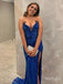 Sexy Sparkly Blue Sweetheart Mermaid Side Slit Fashion Prom Dresses,ZX181