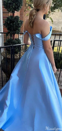 Elegant Sweetheart Off-shoulder A-line Long Prom Dress Ideas, Evening Party Dresses,ZX593