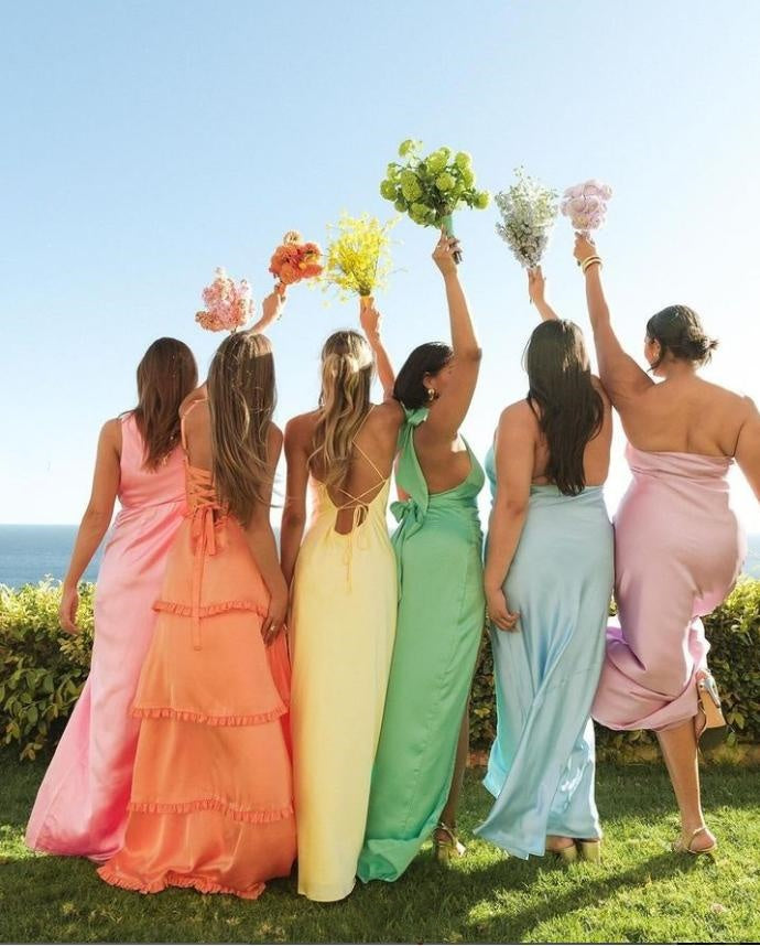 Colorful Mismatched Satin Mermaid Floor-Length Bridesmaid Dresses Online, BL171