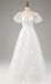 White Half Sleeve Round-Neck Sweetheart A-Line Fashion Wedding Dresses,HS81