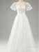 White Half Sleeve Round-Neck Sweetheart A-Line Fashion Wedding Dresses,HS81