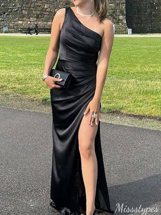 Formal One-shoulder Mermaid Long Prom Dress Ideas, Evening Party Dresses,ZX595
