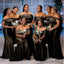 Black Women Beautiful Off Shoulder Mermaid Satin Bridesmaid Dresses Online, BL127