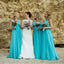 A-Line Soft Empire Blue Sleeveless Long Bridesmaid Dresses Online, BL92