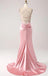Soft Satin Pink Mermaid Criss-Cross Floor-Length Fashion Prom Dresses,ZX172
