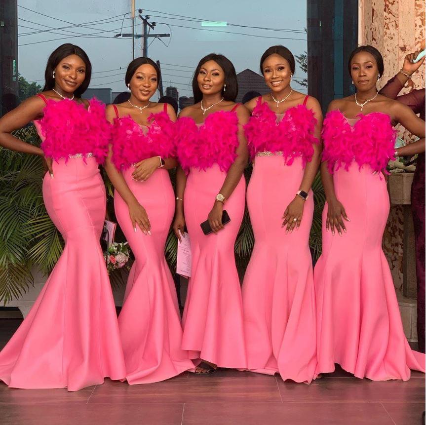 Women Unique Hot Pink Mermaid Pink Bridesmaid Dresses Online, BL82