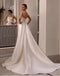 White Satin Beading Luxurious Floor-Length Backless Long Prom Evening Dress,ZX307