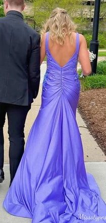 Elegant V-neck Notched Mermaid Long Prom Dress Ideas, Evening Party Dresses,ZX603