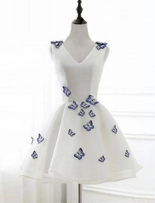 New Arrival White Appliqued Beautiful Mini Party Homecoming Dresses,HM206