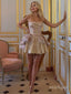 Vintage Champagne Luxurious Strapless Empire Mini New Arrival Homecoming Dresses,HM151