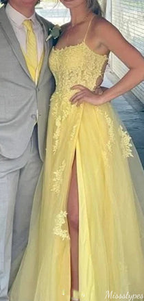 Elegant Square Spaghetti Strap A-line Long Prom Dress Ideas, Evening Party Dresses,ZX606