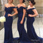 Navy Blue Mermaid Off Shoulder Sexy With Trailing Women Bridesmaid Dresses Online, BL109