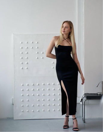 Beautiful Black Side Slit Mermaid Strapless Tea-Length Long Prom Evening Dress,ZX326