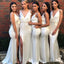 White Spaghetti Strap Charming Mermaid Floor-Length Bridesmaid Dresses Online, BL47