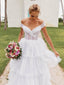 Vintage Off-White Off Shoulder A-Line Long Wedding Dresses HS18