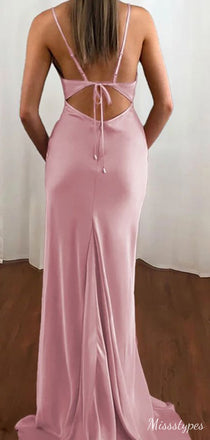 Sexy V-neck Spaghetti Strap Mermaid  Long Prom Dress Ideas, Evening Party Dresses,ZX514