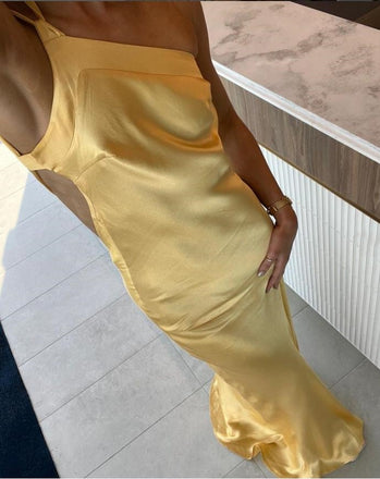 Gold One Shoulder Backless Women Unique Evening Prom Evening Dress,ZX202
